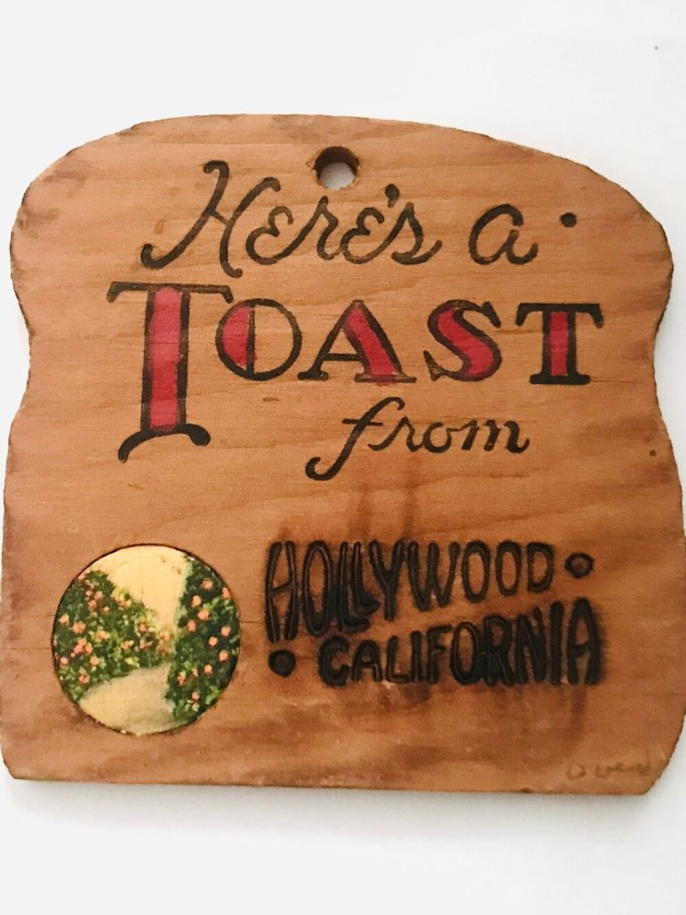 Vintage Hollywood Wooden Postcard Toast from California Souvenir